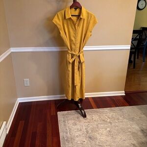 Halogen Mustard Button-Up Midi Dress